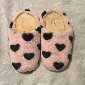 Pink Heart Fuzzy Slippers